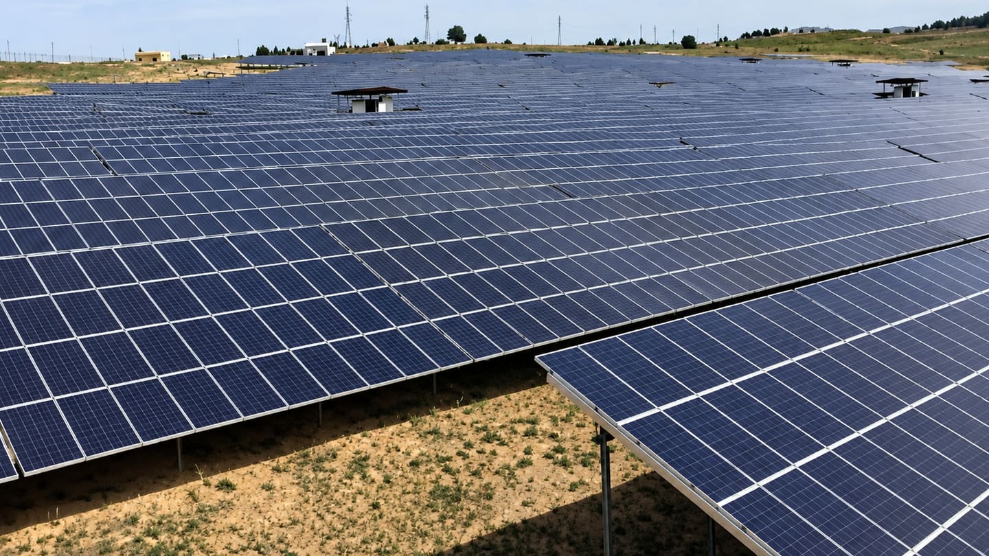 Ground-mounted solar plant landscape affected by reduced maintenance during 2020