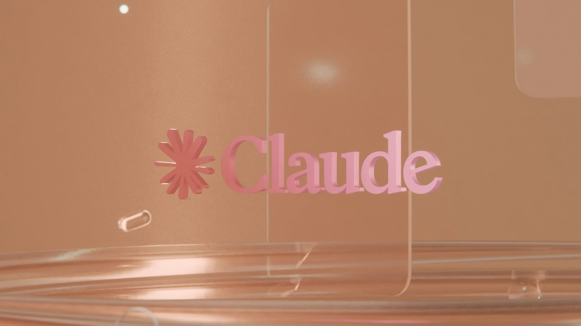Pink Claude logo with its asterisk symbol on a peach background