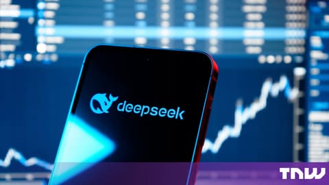 DeepSeek branding, likely the app or logo on a phone screen