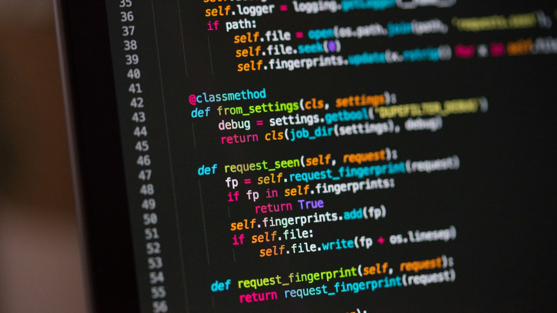 Computer monitor displaying lines of code
