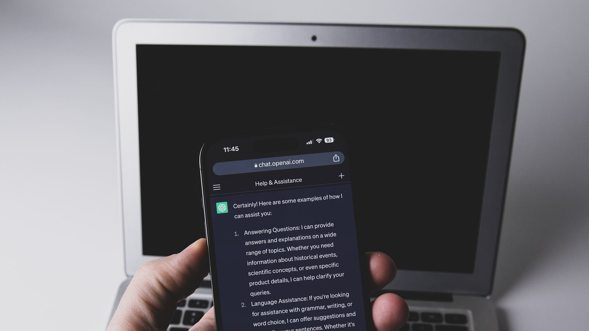 Smartphone screen displaying the ChatGPT app